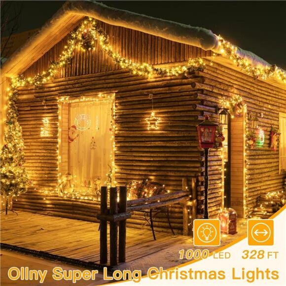 Outdoor Christmas Lights 328FT 1000LED Fairy Lights Warm White Remote Timer - Picture 2 of 7